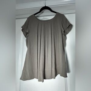 J. Jill Taupe Pleated Blouse‎